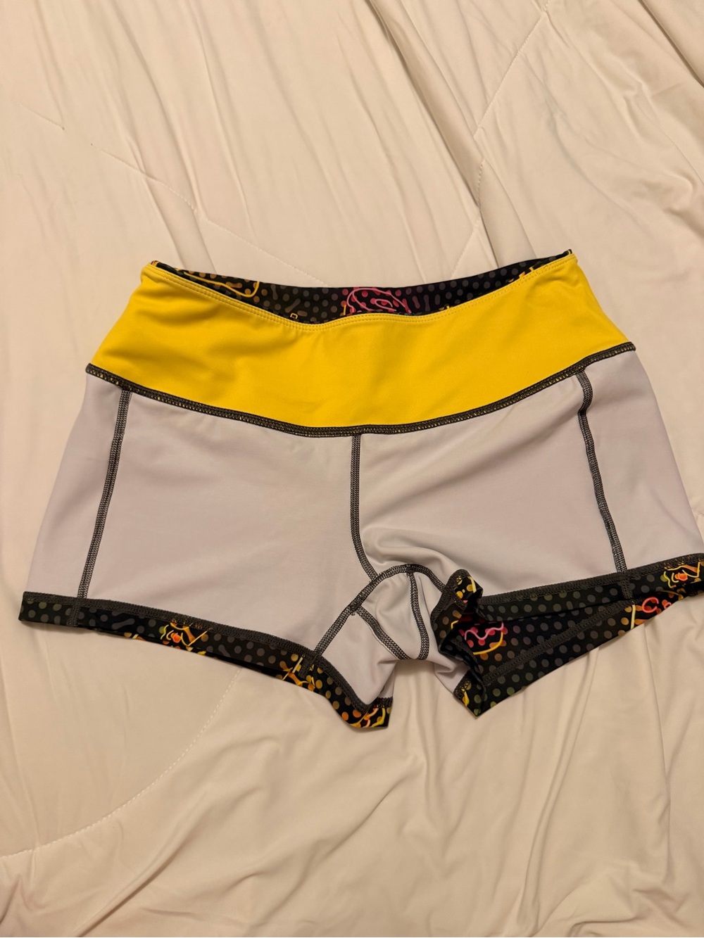 Feed me fight me medium Neon Snacks Workout Shorts - Black with Neon Print fmfm - Picture 5 of 7